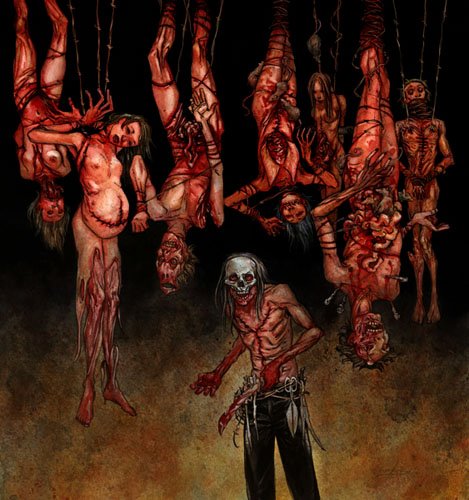 Desenho do artista Vince Locke para capa do disco "Torture", do Cannibal Corpse